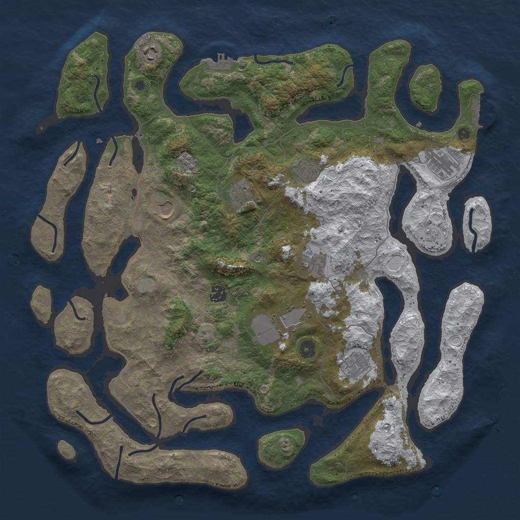 Rust Map: Procedural Map, Size: 4500, Seed: 828206, 19 Monuments