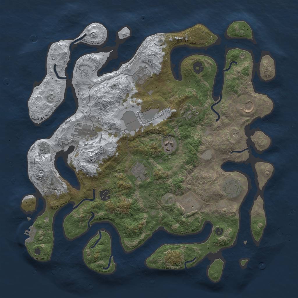 Rust Map: Procedural Map, Size: 3950, Seed: 1760936253, 19 Monuments