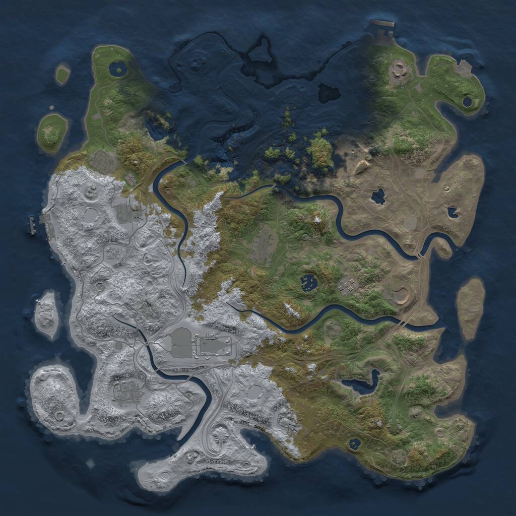 Rust Map: Procedural Map, Size: 4500, Seed: 4706987, 17 Monuments
