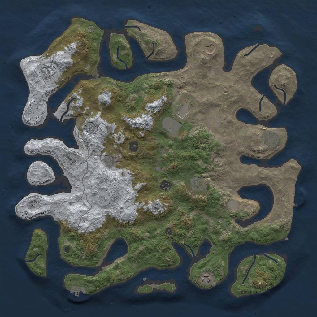 Rust Map: Procedural Map, Size: 4500, Seed: 1039403287, 19 Monuments