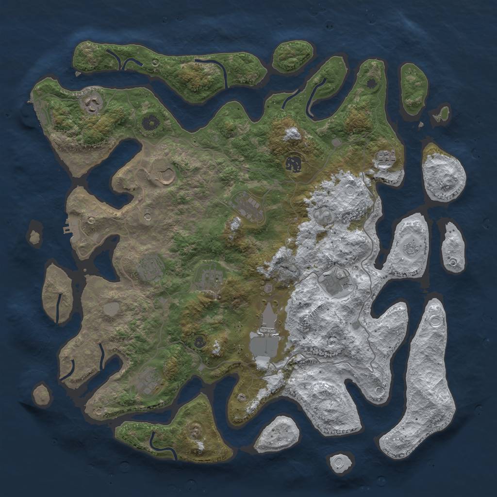 Rust Map: Procedural Map, Size: 4500, Seed: 2291855, 19 Monuments