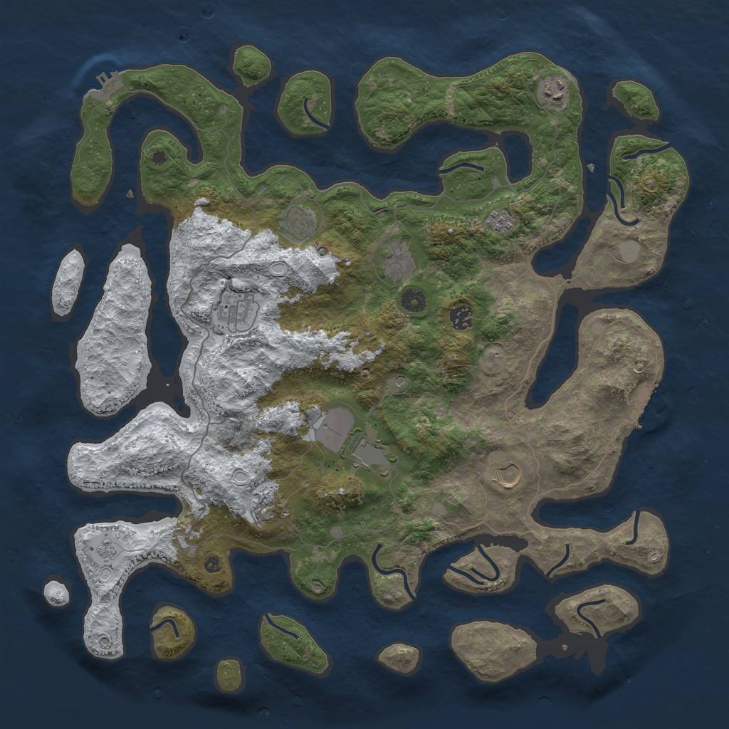 Rust Map: Procedural Map, Size: 4500, Seed: 4123664, 18 Monuments
