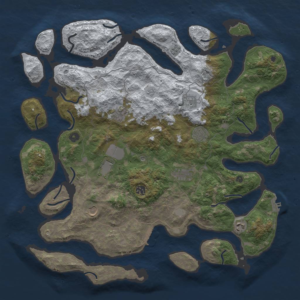 Rust Map: Procedural Map, Size: 4500, Seed: 3040192, 18 Monuments