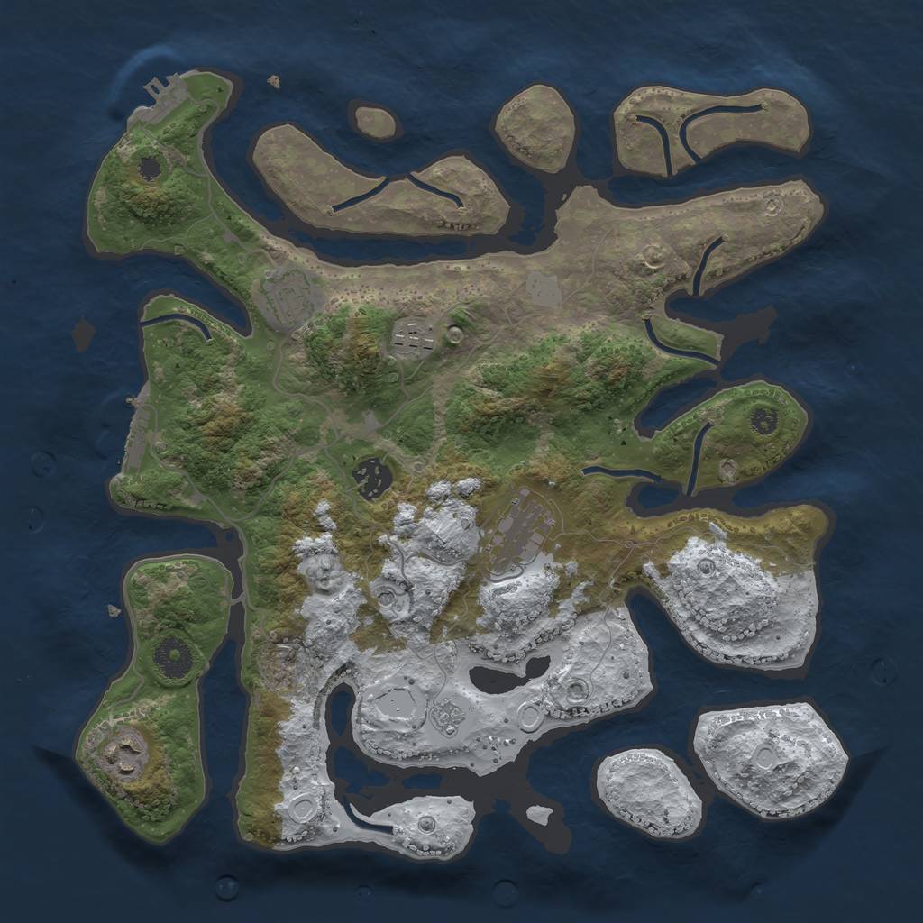 Rust Map: Procedural Map, Size: 3500, Seed: 42053, 14 Monuments