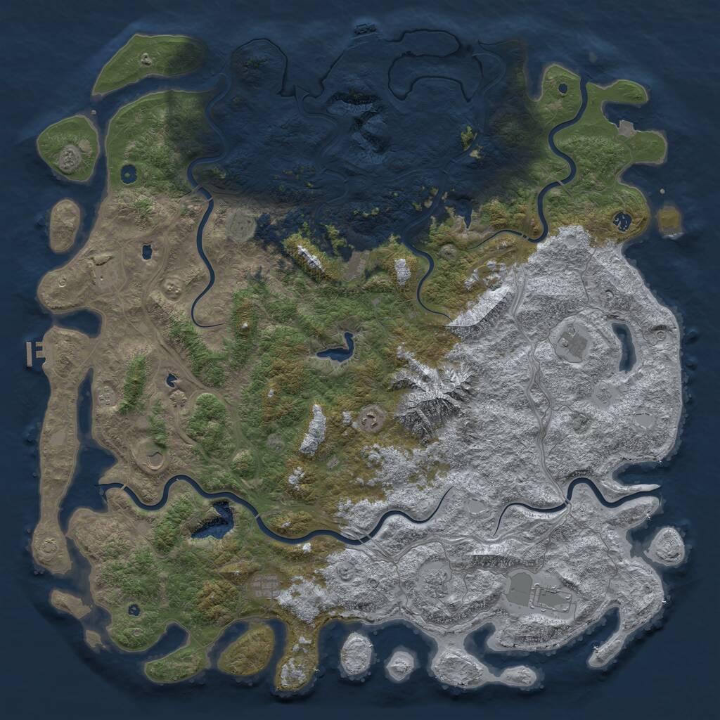 Rust Map: Procedural Map, Size: 6000, Seed: 37689342, 17 Monuments