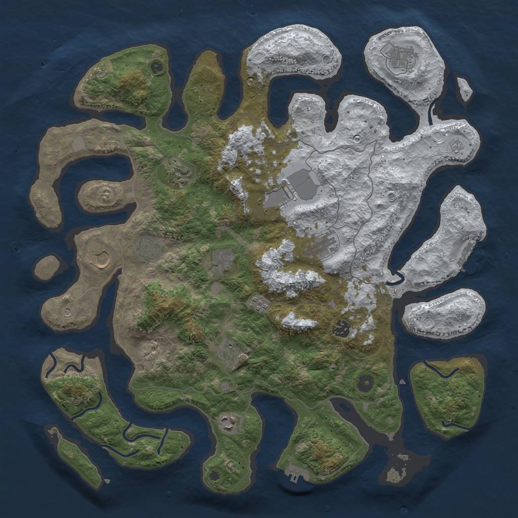 Rust Map: Procedural Map, Size: 4500, Seed: 4199069, 20 Monuments