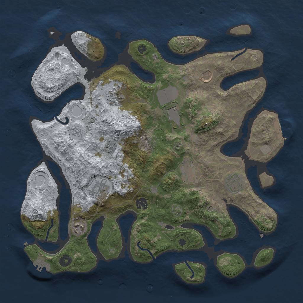 Rust Map: Procedural Map, Size: 3750, Seed: 3616184, 18 Monuments