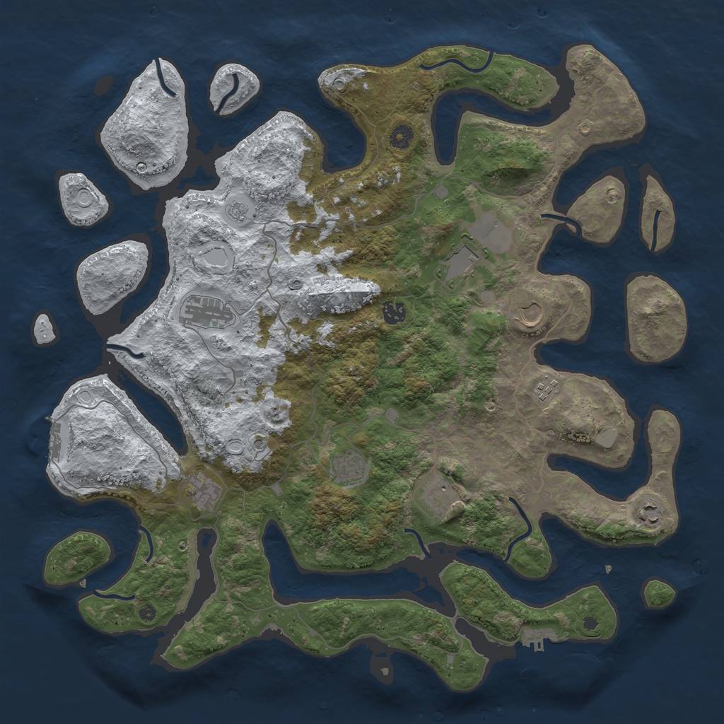 Rust Map: Procedural Map, Size: 4500, Seed: 299231, 18 Monuments