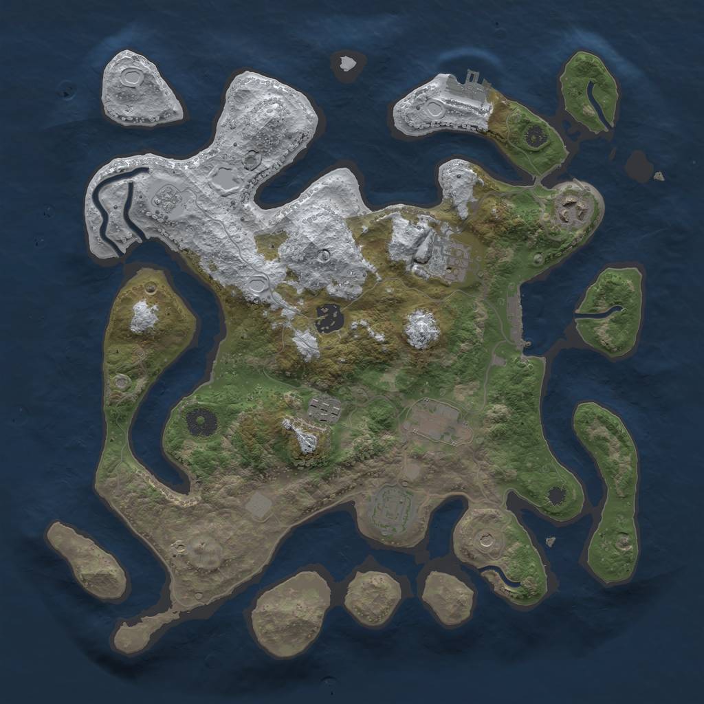 Rust Map: Procedural Map, Size: 3500, Seed: 402120712, 15 Monuments