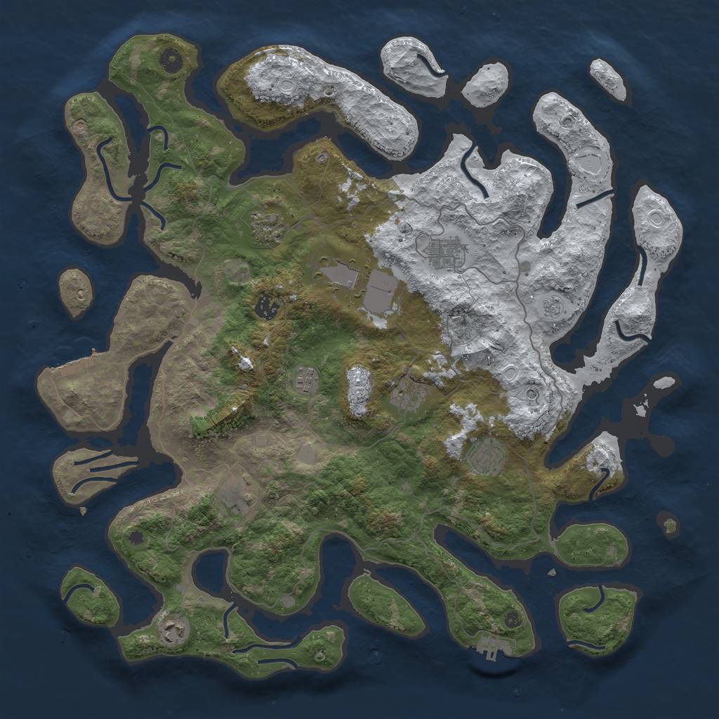 Rust Map: Procedural Map, Size: 4500, Seed: 8004820, 18 Monuments