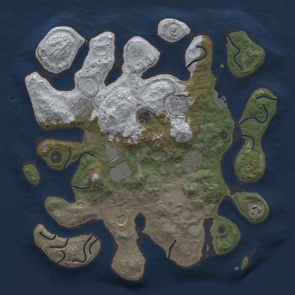 Rust Map: Procedural Map, Size: 3700, Seed: 48986, 16 Monuments