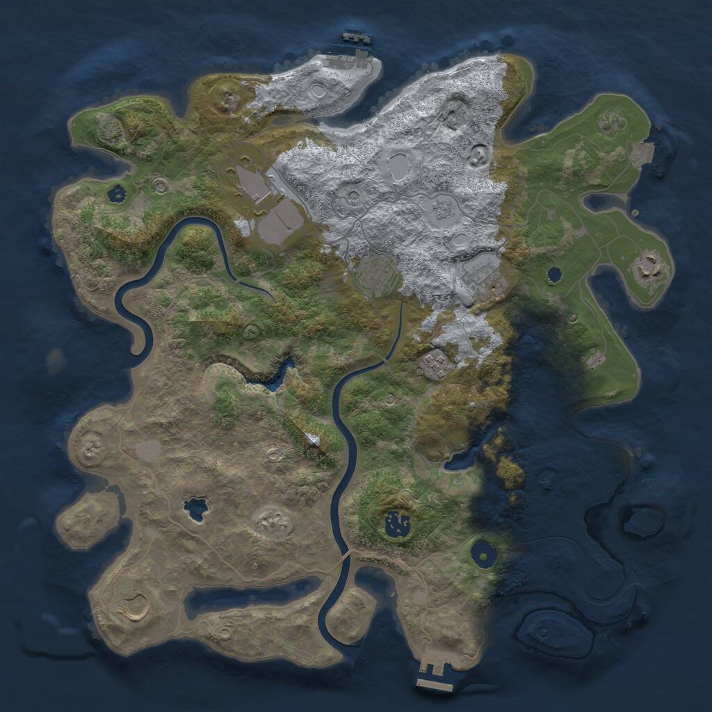 Rust Map: Procedural Map, Size: 4000, Seed: 249576, 13 Monuments