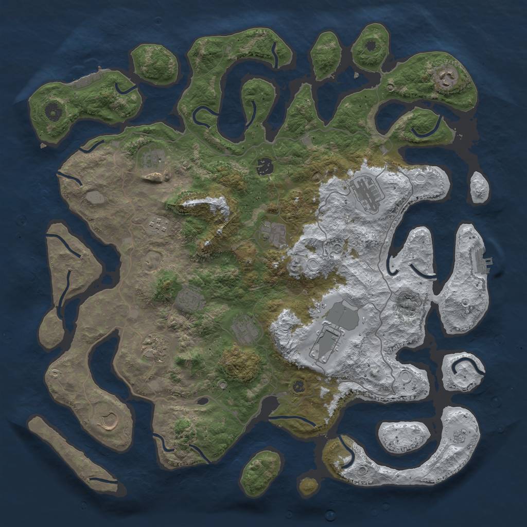 Rust Map: Procedural Map, Size: 4500, Seed: 6161594, 20 Monuments