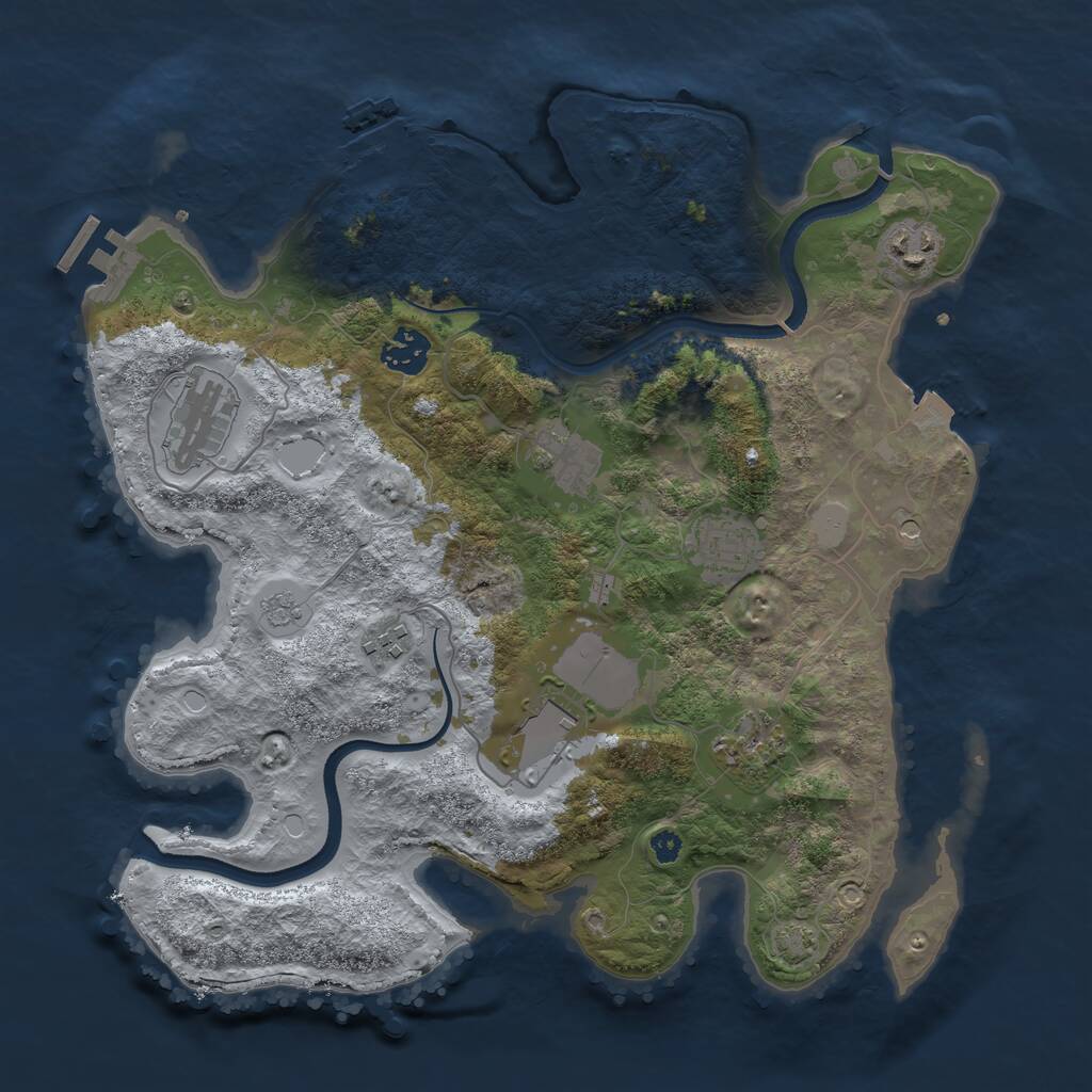 Rust Map: Procedural Map, Size: 3500, Seed: 89247810, 14 Monuments