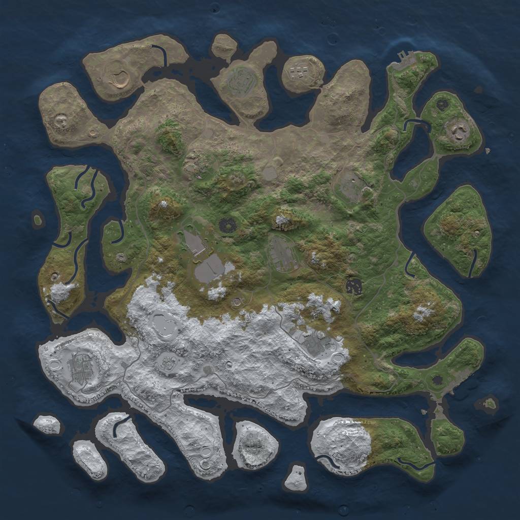 Rust Map: Procedural Map, Size: 4500, Seed: 1557973, 20 Monuments