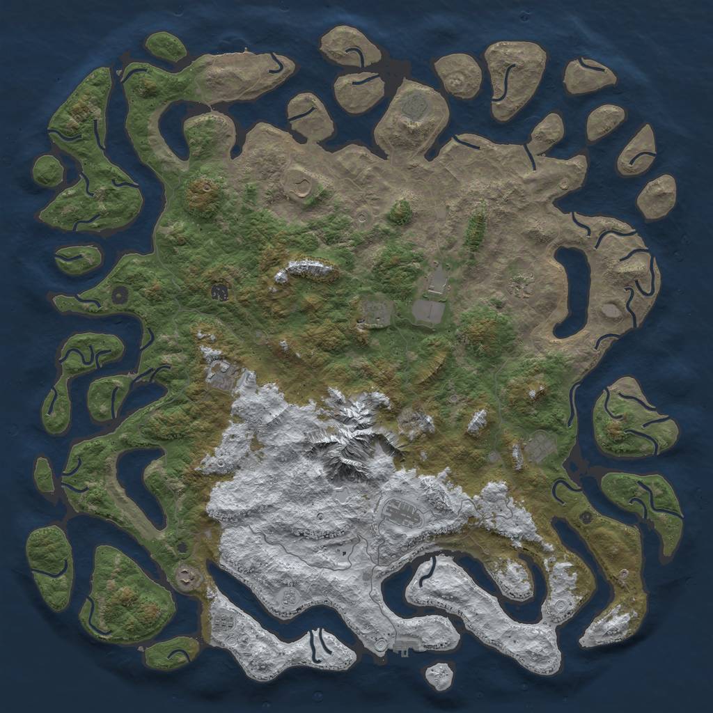 Rust Map: Procedural Map, Size: 6000, Seed: 292598277, 20 Monuments