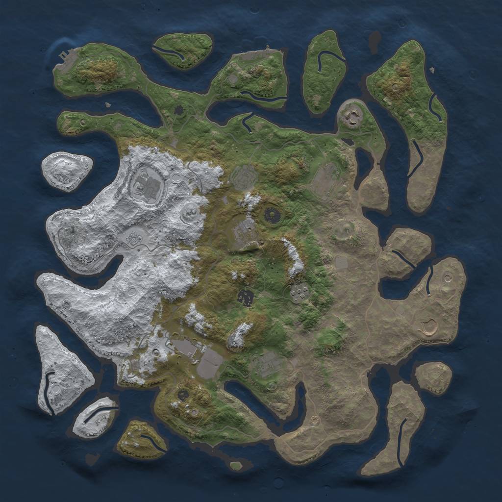 Rust Map: Procedural Map, Size: 4500, Seed: 327591388, 19 Monuments
