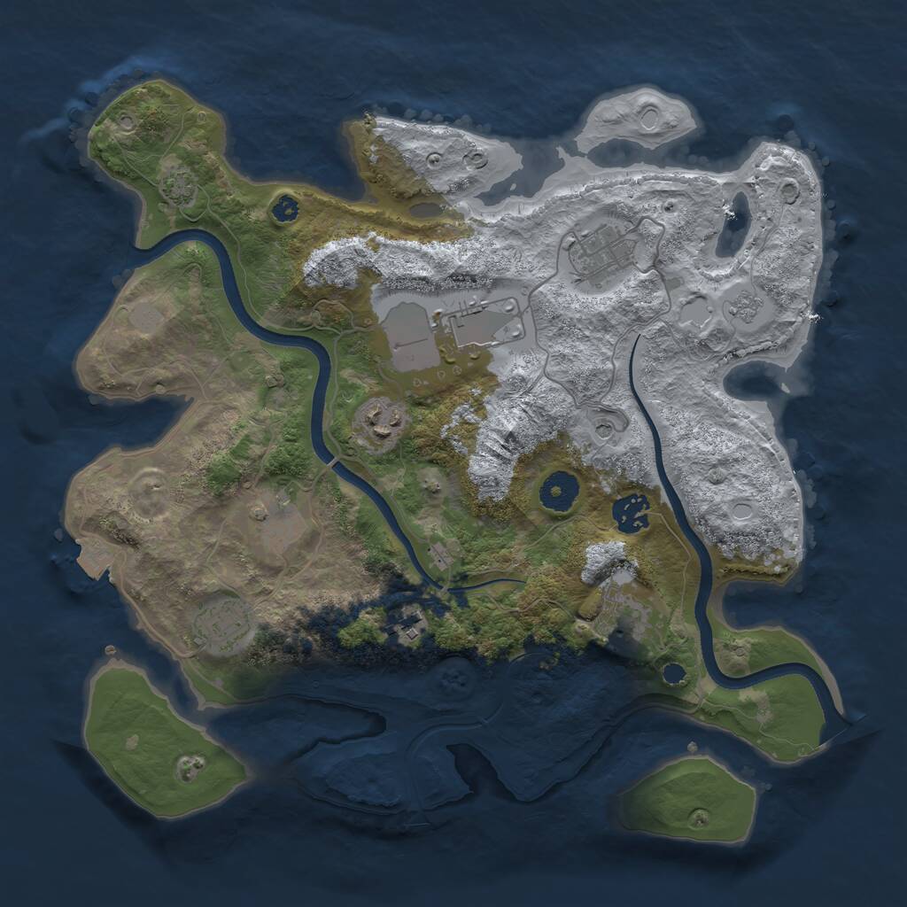 Rust Map: Procedural Map, Size: 3500, Seed: 839625485, 12 Monuments