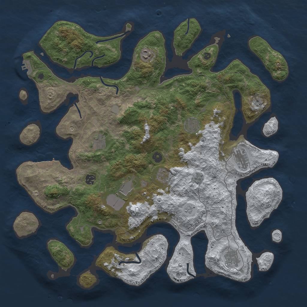 Rust Map: Procedural Map, Size: 4500, Seed: 5303059, 18 Monuments