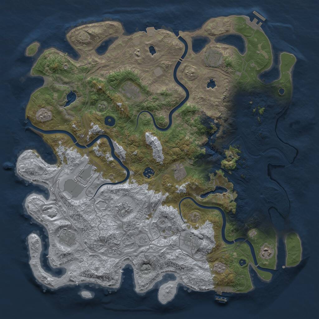 Rust Map: Procedural Map, Size: 4500, Seed: 31887, 16 Monuments