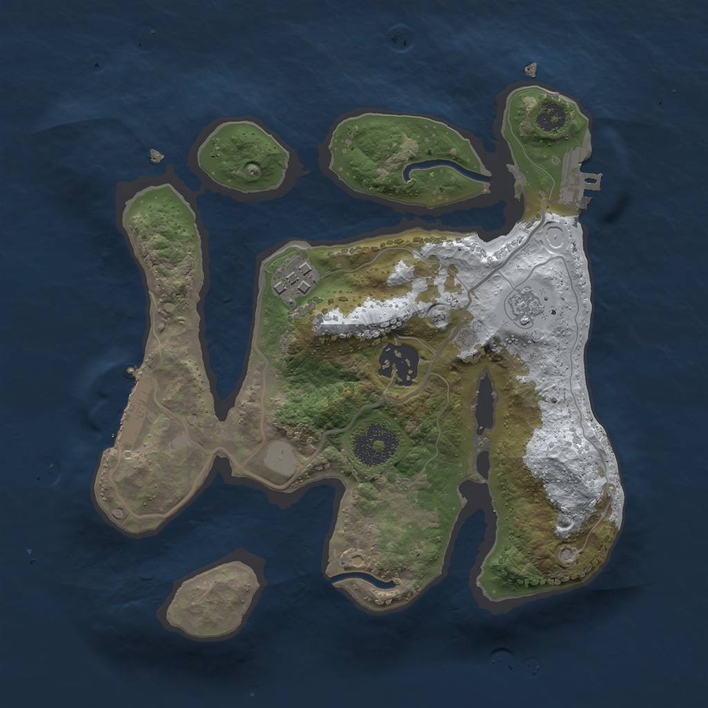 Rust Map: Procedural Map, Size: 2500, Seed: 5558954, 10 Monuments