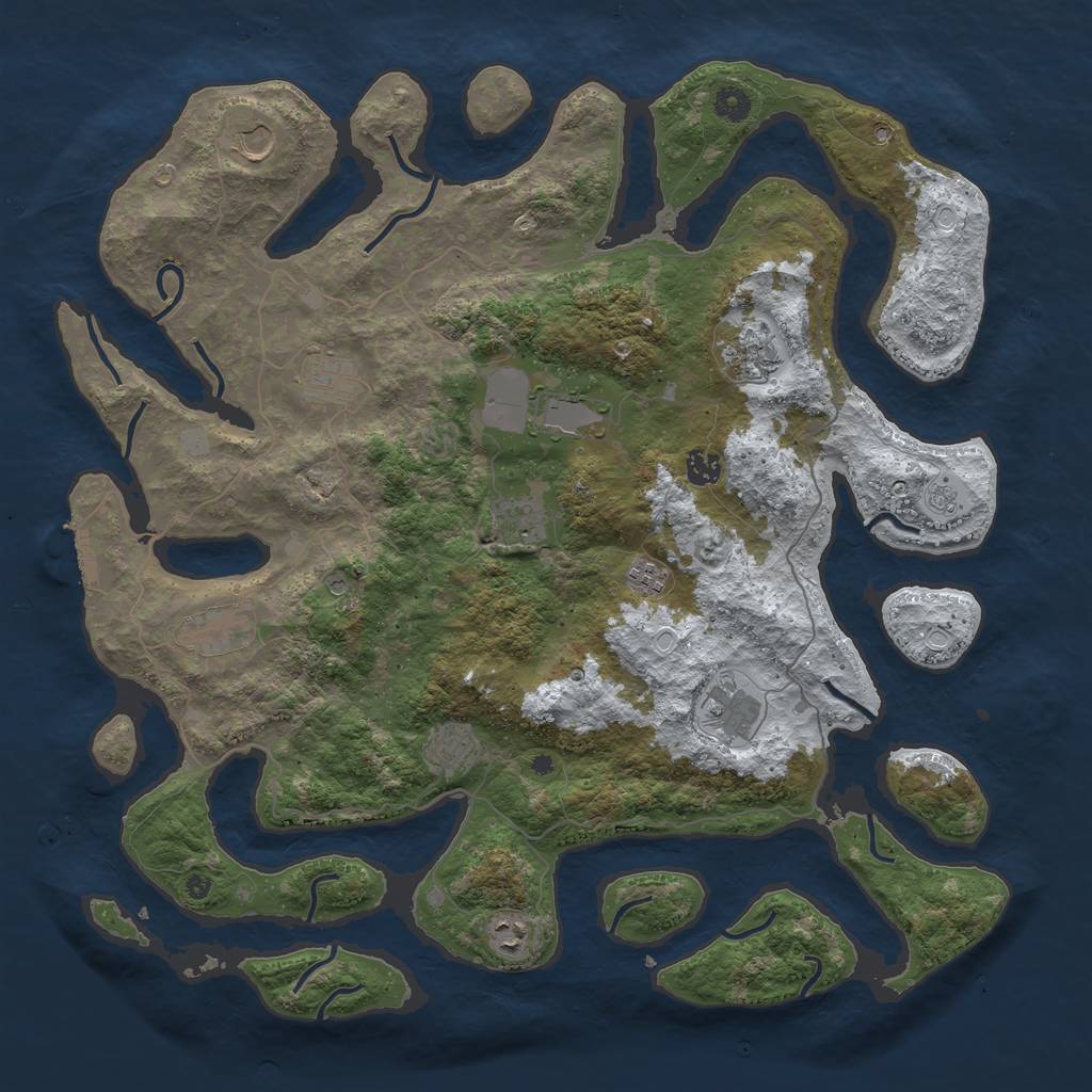 Rust Map: Procedural Map, Size: 4500, Seed: 3948298, 19 Monuments