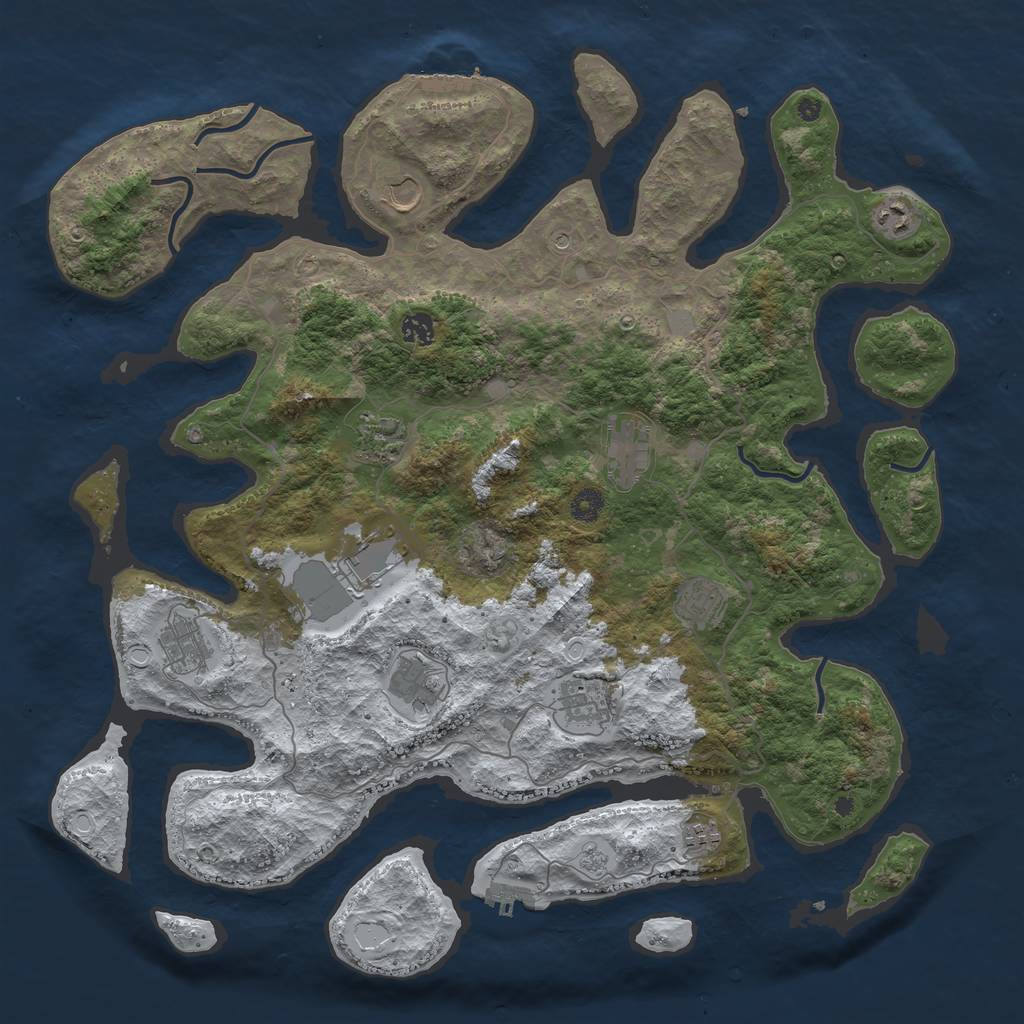 Rust Map: Procedural Map, Size: 4500, Seed: 1265926, 20 Monuments