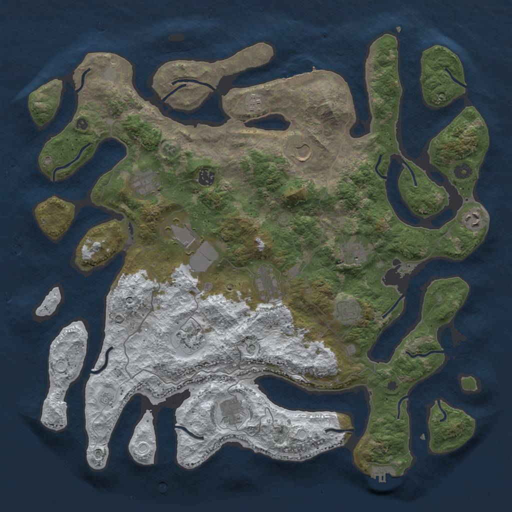 Rust Map: Procedural Map, Size: 4500, Seed: 3680417, 20 Monuments