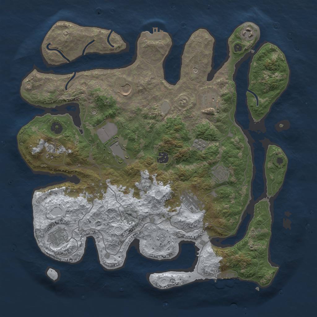 Rust Map: Procedural Map, Size: 4000, Seed: 154197383, 19 Monuments