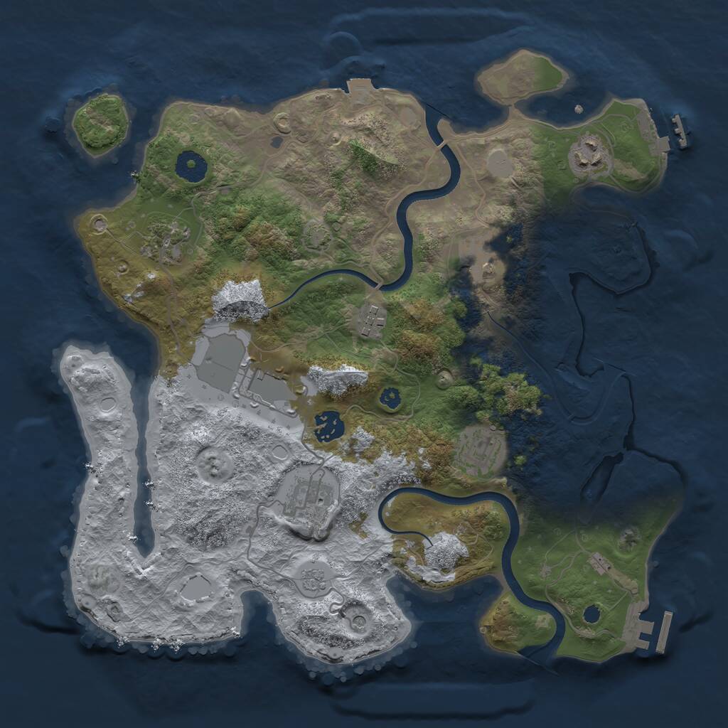 Rust Map: Procedural Map, Size: 3500, Seed: 1423020683, 14 Monuments