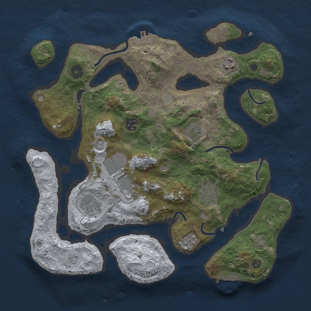 Rust Map: Procedural Map, Size: 3500, Seed: 1423020683, 16 Monuments