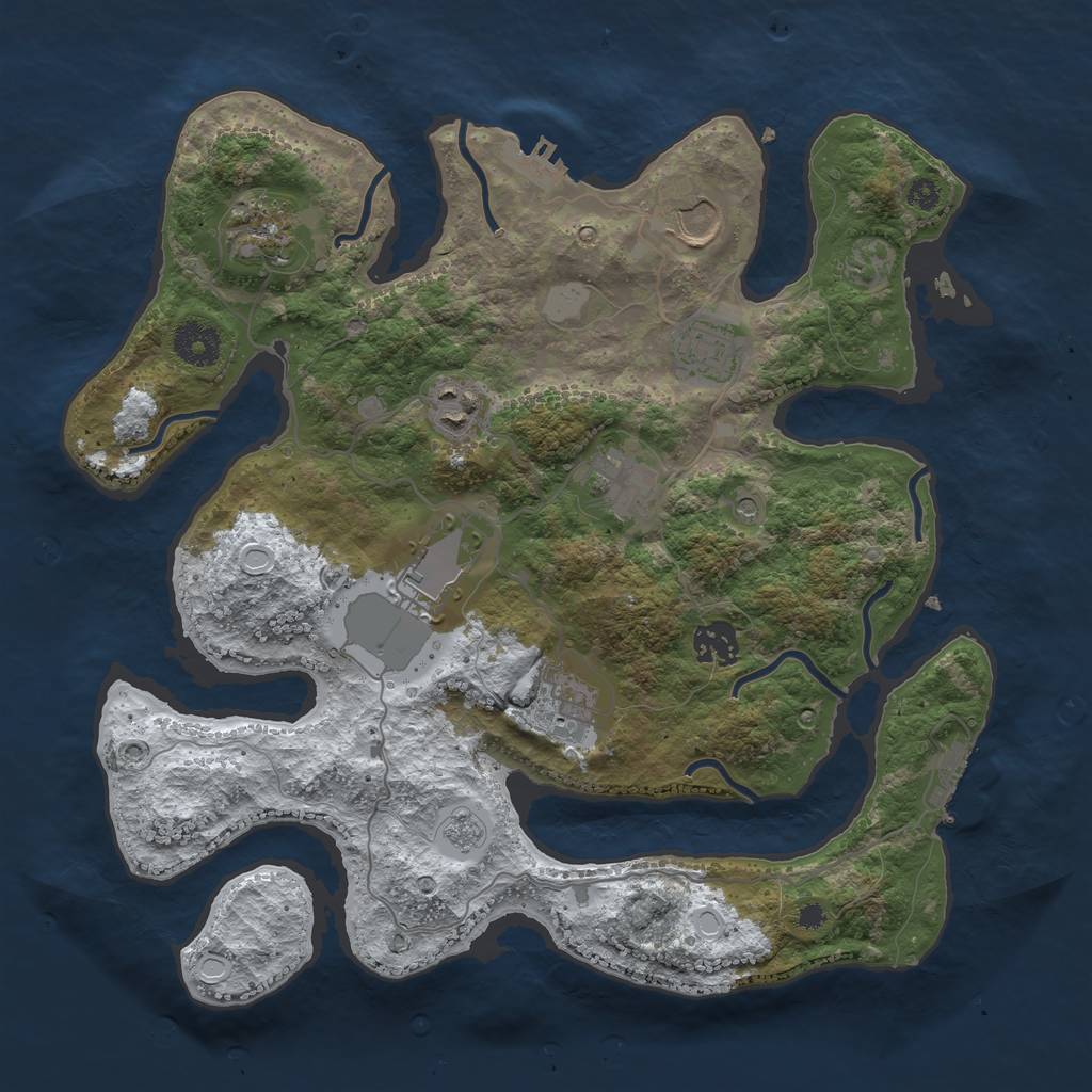 Rust Map: Procedural Map, Size: 3500, Seed: 4589034, 17 Monuments