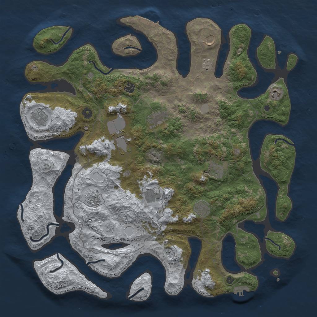 Rust Map: Procedural Map, Size: 4500, Seed: 2628389, 20 Monuments