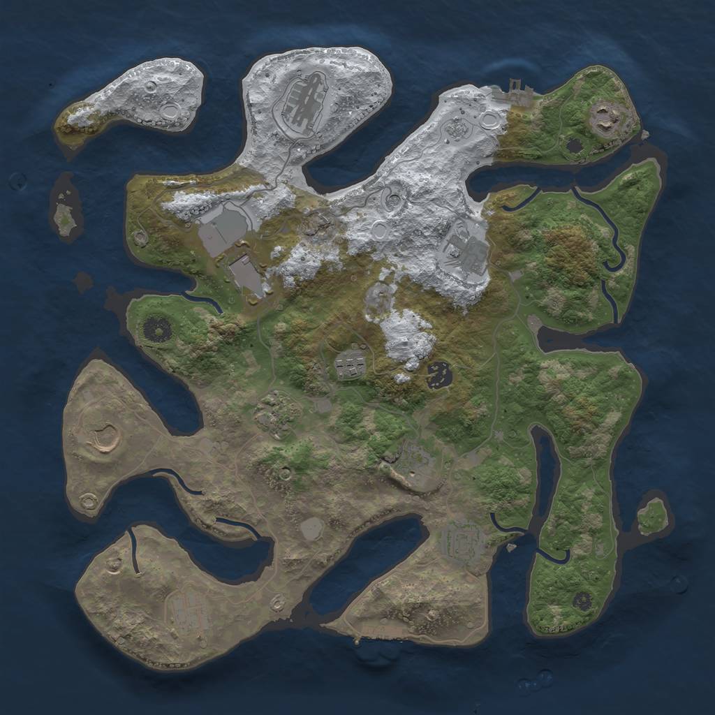 Rust Map: Procedural Map, Size: 3850, Seed: 555564926, 20 Monuments