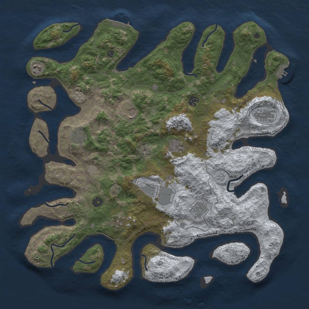 Rust Map: Procedural Map, Size: 4500, Seed: 747572839, 19 Monuments