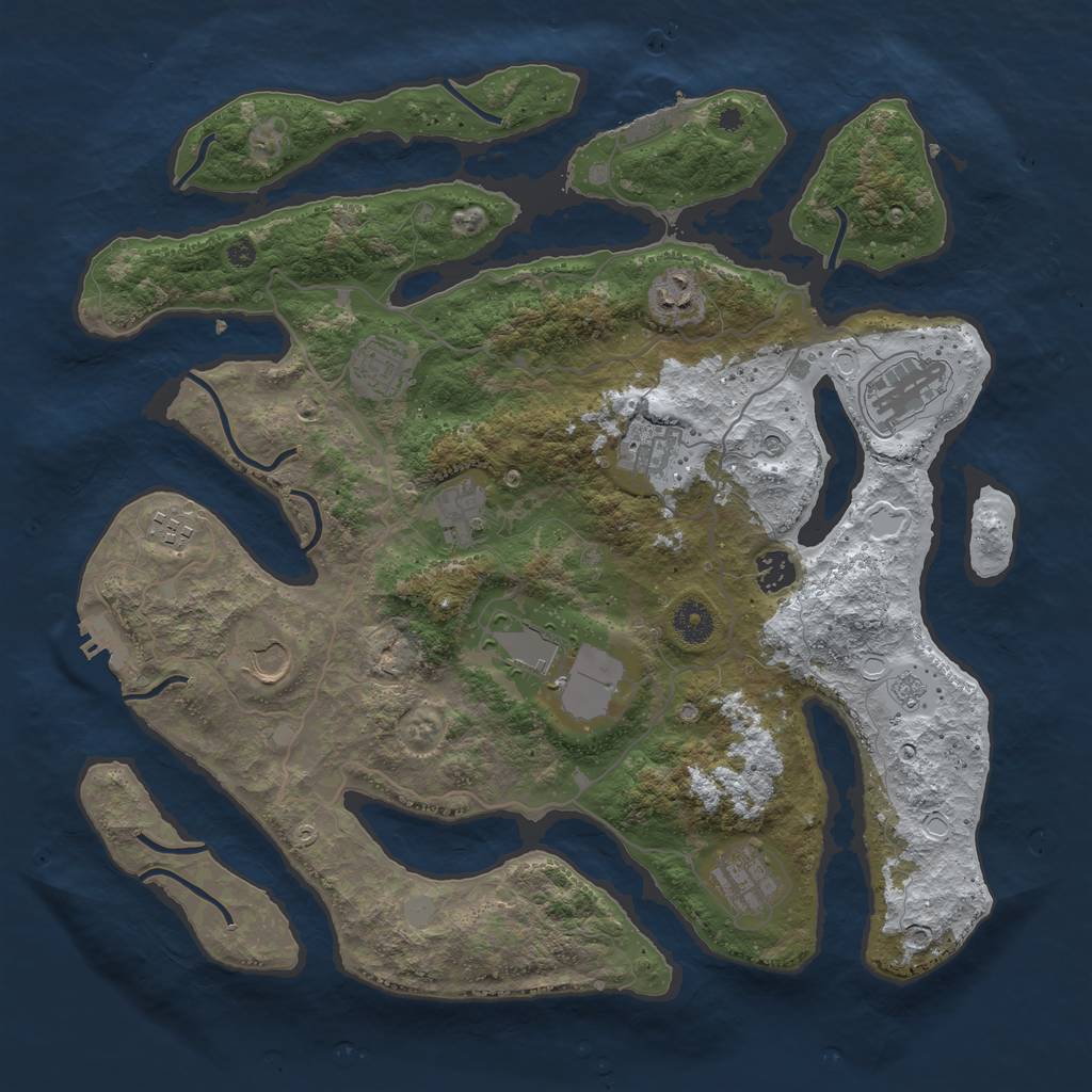 Rust Map: Procedural Map, Size: 4000, Seed: 864337, 19 Monuments