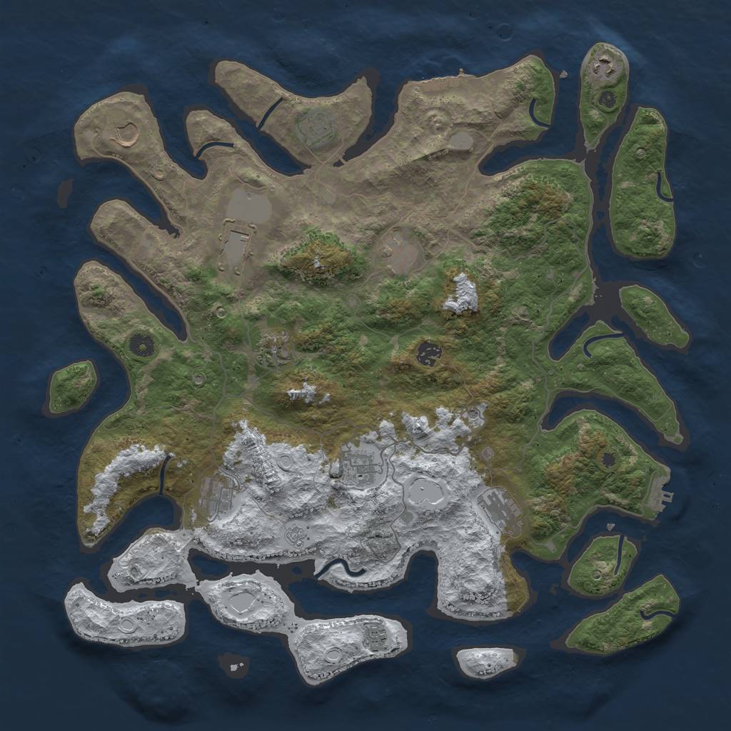 Rust Map: Procedural Map, Size: 4500, Seed: 499848, 20 Monuments