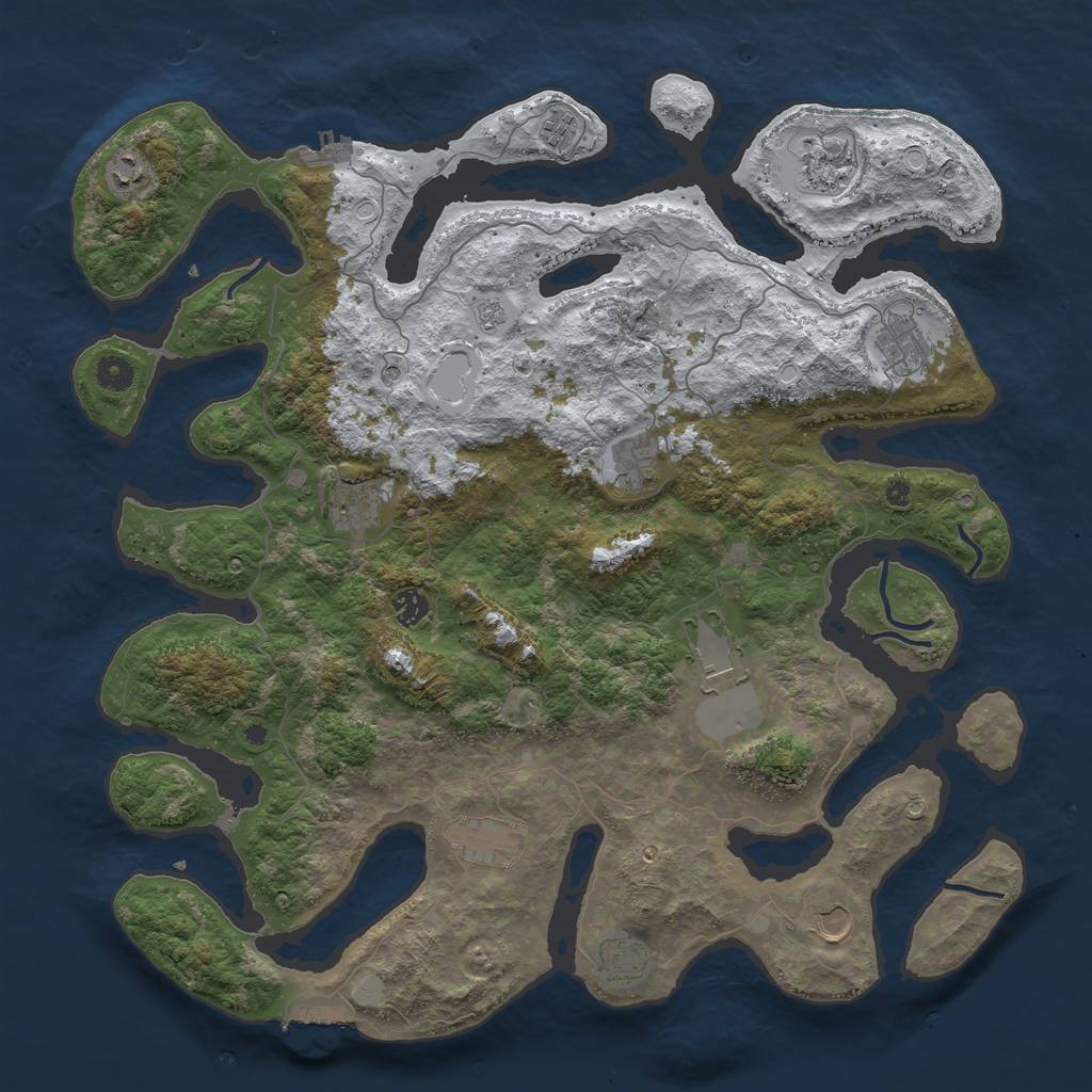 Rust Map: Procedural Map, Size: 4500, Seed: 342494, 20 Monuments