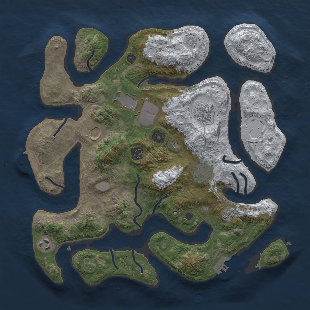 Rust Map: Procedural Map, Size: 3500, Seed: 389056768, 16 Monuments