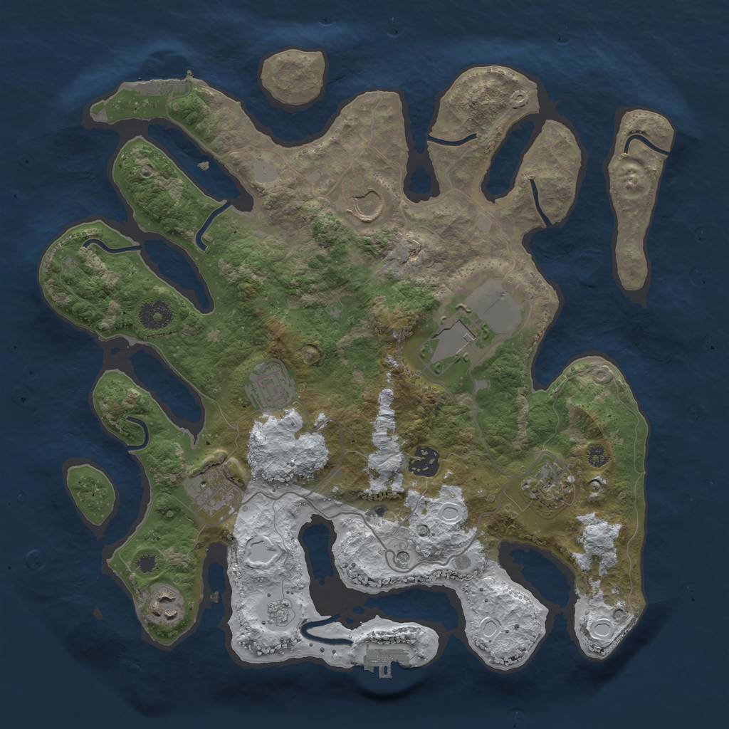 Rust Map: Procedural Map, Size: 3500, Seed: 880715, 16 Monuments
