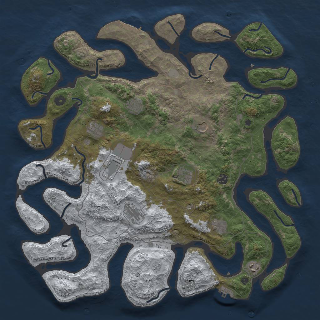 Rust Map: Procedural Map, Size: 4500, Seed: 3528084, 19 Monuments