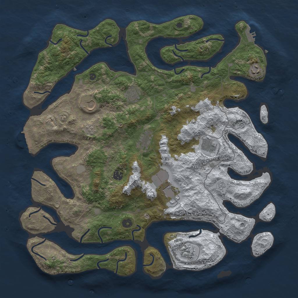 Rust Map: Procedural Map, Size: 4500, Seed: 3048909, 18 Monuments
