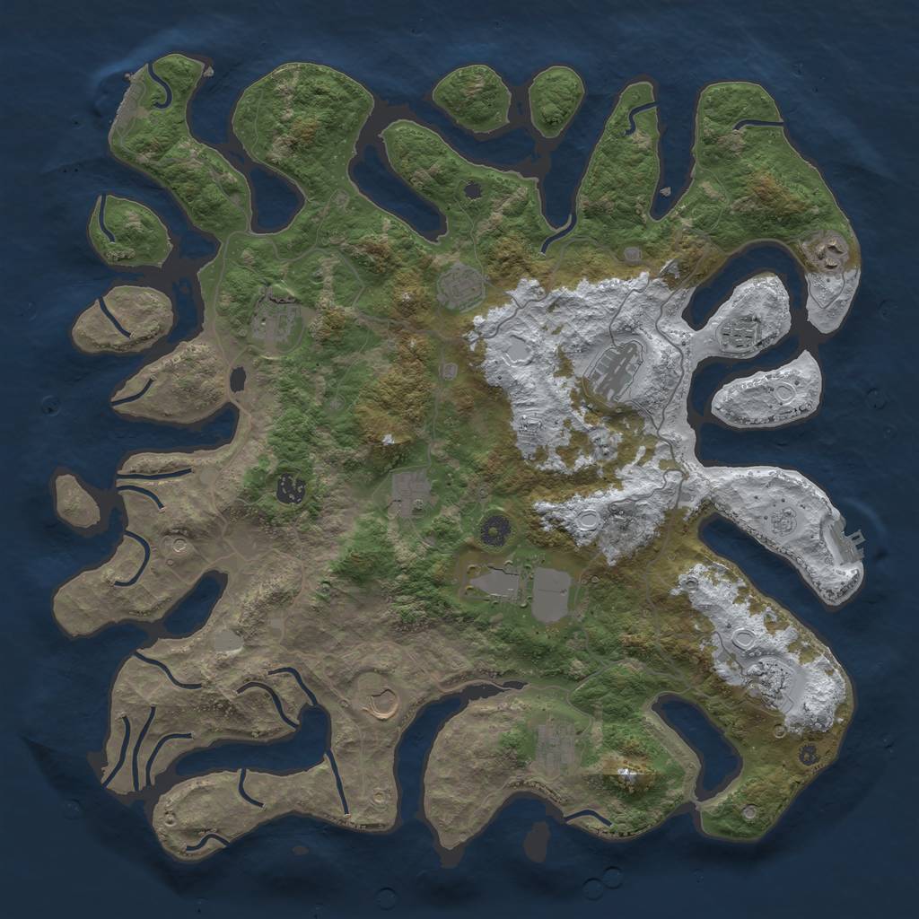 Rust Map: Procedural Map, Size: 4500, Seed: 750095, 20 Monuments