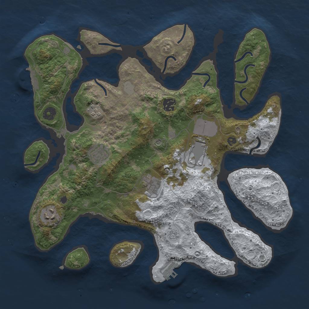 Rust Map: Procedural Map, Size: 3500, Seed: 431749320, 15 Monuments