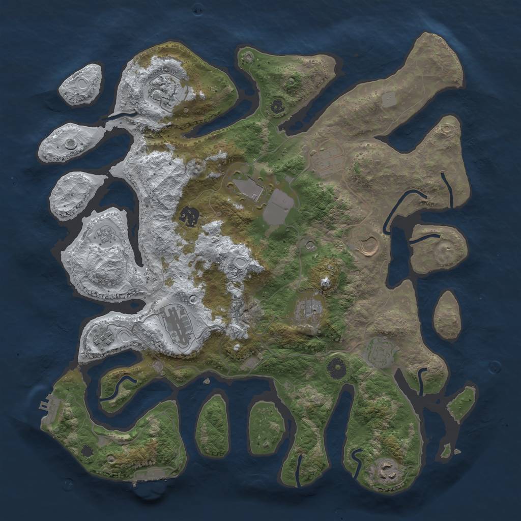 Rust Map: Procedural Map, Size: 3950, Seed: 451112370, 19 Monuments