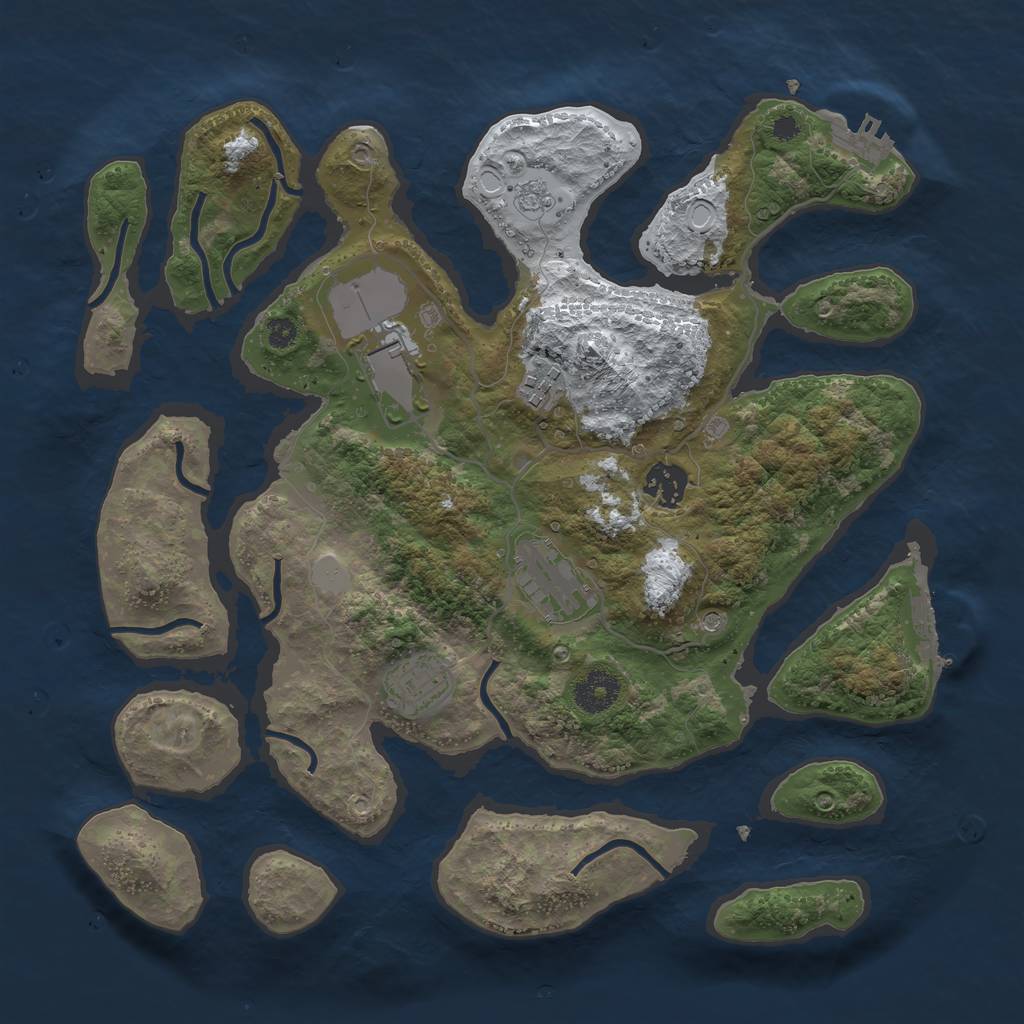 Rust Map: Procedural Map, Size: 3500, Seed: 1810786065, 14 Monuments