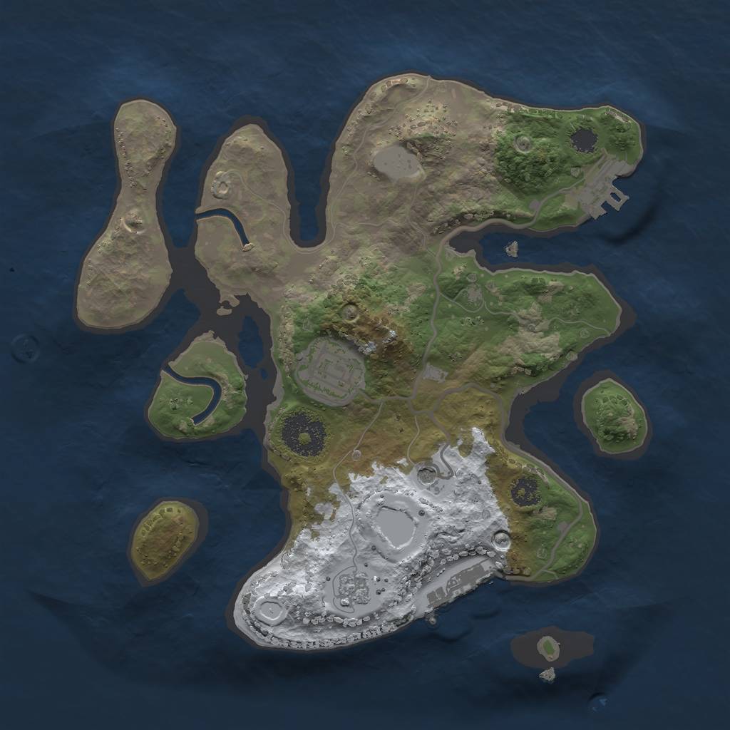 Rust Map: Procedural Map, Size: 2500, Seed: 55100, 10 Monuments