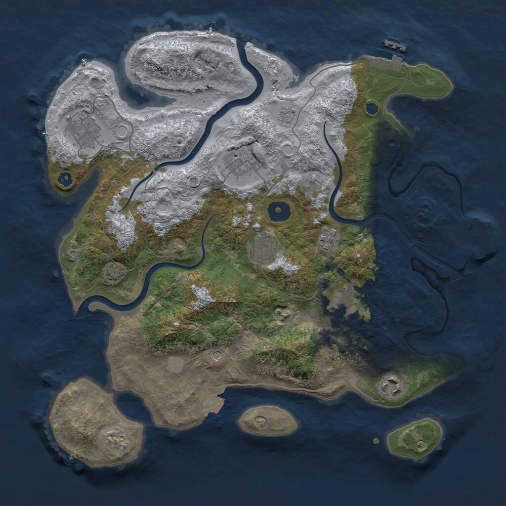 Rust Map: Procedural Map, Size: 3500, Seed: 4965, 12 Monuments