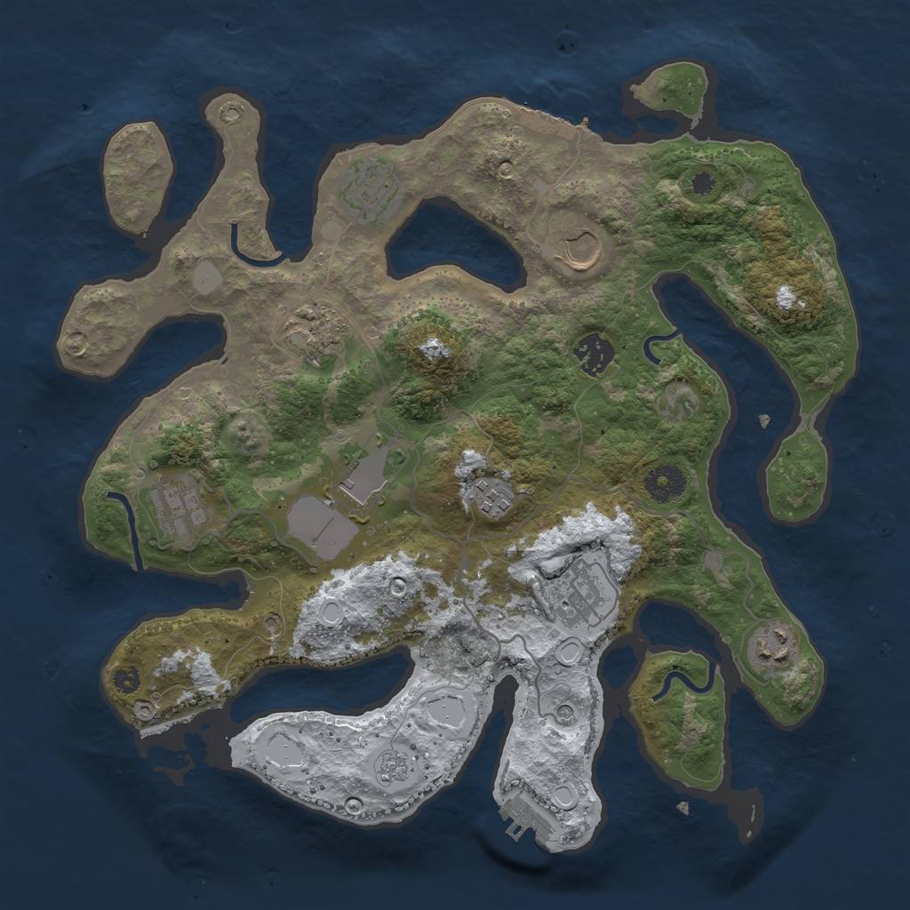 Rust Map: Procedural Map, Size: 3500, Seed: 486302300, 18 Monuments
