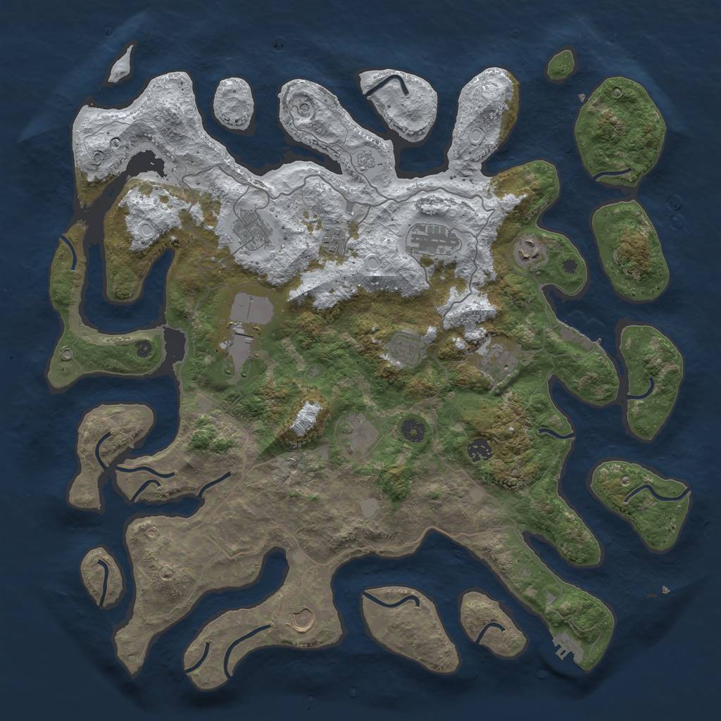 Rust Map: Procedural Map, Size: 4500, Seed: 1190909, 19 Monuments